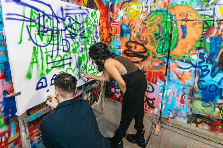 NYC: Brooklyn Graffiti Workshop with Local Artist - Creating a group mural on the studio wall