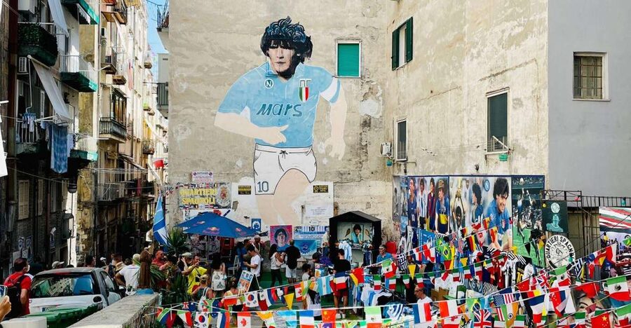 Street art tour of the Spanish Quarters & Maradona idol - The street art is a portrait of Naples